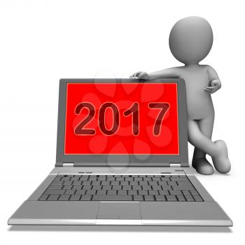 Two Thousand And Seventeen Character Laptop Showing Year 2017