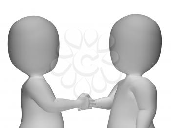 3d Characters Shaking Hands Showing Greeting Or Deal