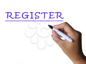 Register Word Showing Sign Up Or Check In