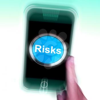Risks On Mobile Phone Showing Investment Risks And Economy Crisis
