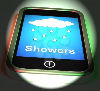 Showers On Phone Displaying Rain Rainy Weather