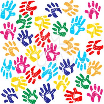 Background Handprints Showing Childhood Colorful And Design