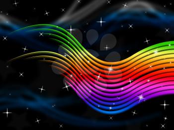Rainbow Stripes Background Showing Multi-Colored Lines And Stars

