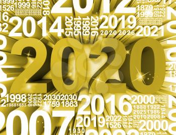 Two Thousand Twenty Showing 2020 Celebrations 3d Rendering