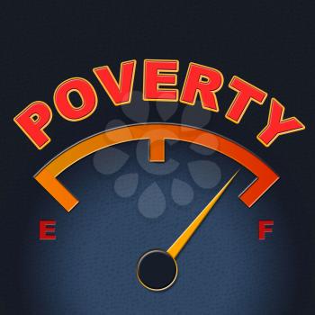 Poverty Gauge Indicating Stop Hunger And Display