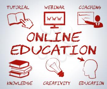 Online Education Showing Web Site And Internet