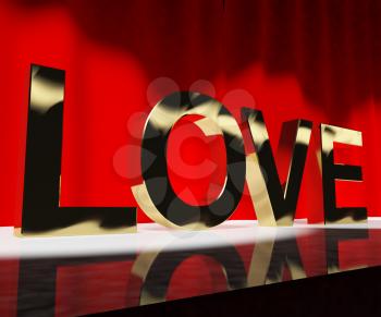 Love Word Shows Heart And Romance For Valentines Or Love Acting