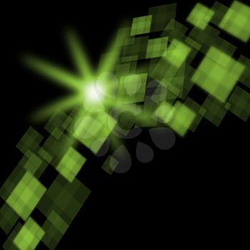 Green Cubes Background Meaning Futuristic Concept Or Pixeled Design