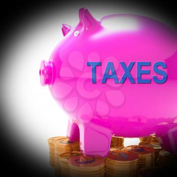 Taxes Piggy Bank Coins Meaning Taxed Income And Tax Rate