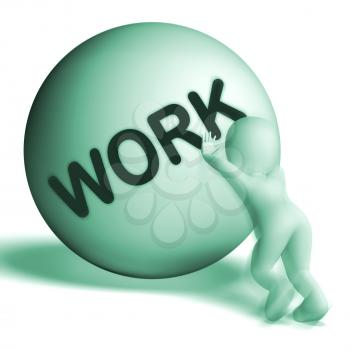 Work Uphill 3D Sphere Showing Difficult Working Labour