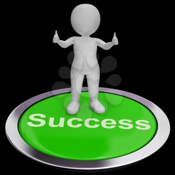 Success Button Showing Achievements Strategy And Determination