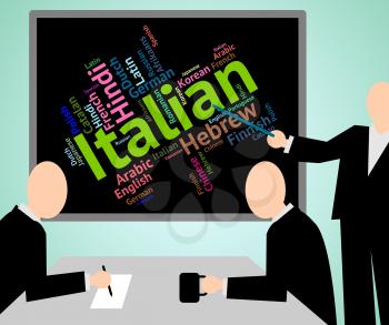 Italian Language Indicating Translate Languages And Italy