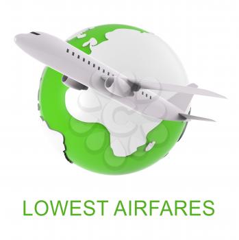 Lowest Airfares Word And Airplane Means Cheapest Flights 3d Rendering