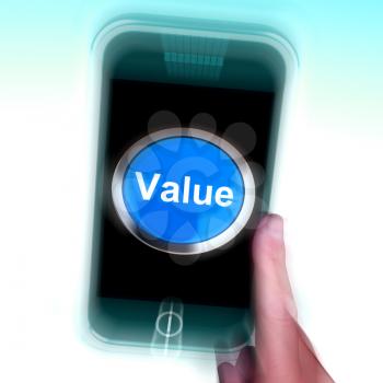 Value On Mobile Phone Showing Worth Importance Or Significance