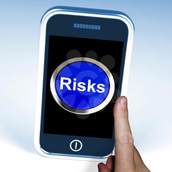Risks On Phone Showing Investment Risks And Economy Crisis