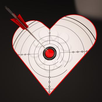 Heart Target Showing Successful Winner In Love