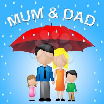 Mum Dad Meaning Father's Day And Parasols