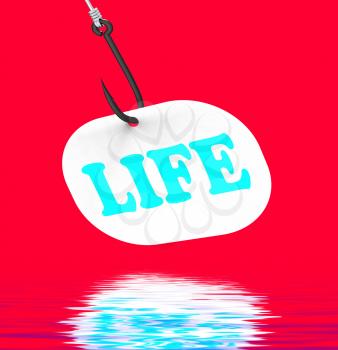 Life On Hook Displaying Happy Lifestyle Or Prosperity