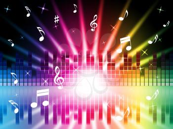 Music Colors Background Showing Instruments Songs And Frequencies
