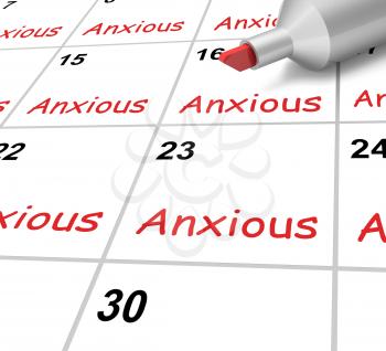 Anxious Calendar Showing Worried Fearful And Concerned