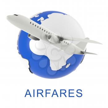 Flight Airfares Representing Cost Prices And Aeroplane 3d Rendering