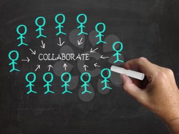 Collaborate On Blackboard Meaning Business Teamwork Partnership Or Collaboration