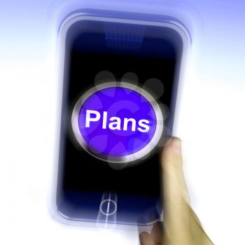 Plans On Mobile Phone Showing Objectives Planning And Organizing