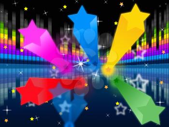Stars Soundwaves Background Showing Colorful And Music
