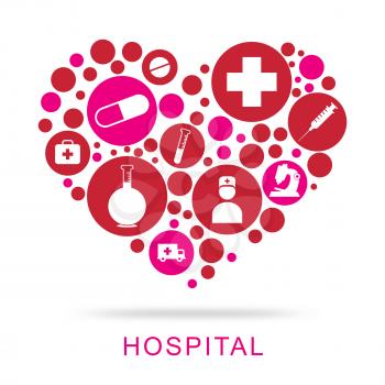 Hospital Icons Indicating Treatment Medicine And Hospitals