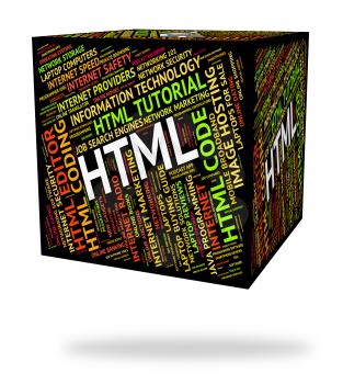 Html Word Indicating Hypertext Markup Language And Words Code