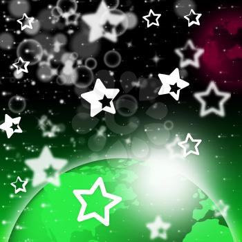 Green Planet Background Showing Stars And Celestial Bodies

