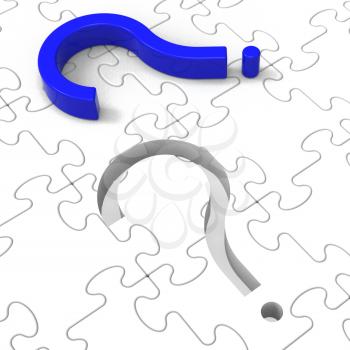 Question Mark Puzzle Shows Confusion And Uncertainty
