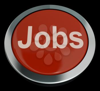 Jobs Computer Button In Red Showing Work And Career