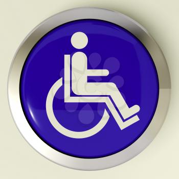 Disabled Button Showing Wheelchair Access Or Handicapped
