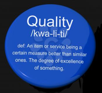 Quality Definition Button Shows Excellent Superior Premium Product
