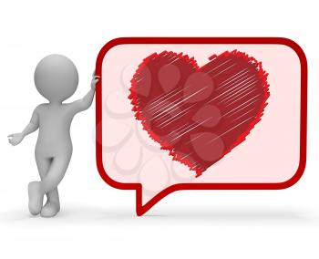Heart Speech Bubble Representing In Love 3d Rendering