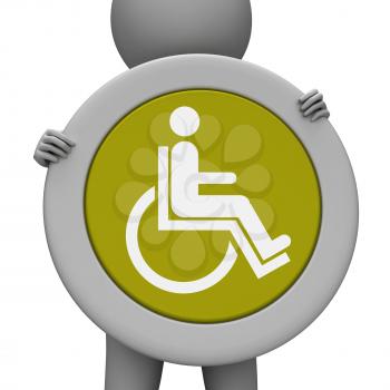 Wheelchair Sign Indicating Disable Message And Hospital