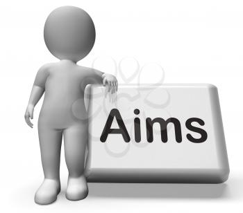 Aims Button With Character Showing Targeting Purpose And Aspiration