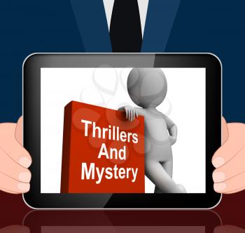 Thrillers and Mystery Book With Character Displaying Genre Fiction Books