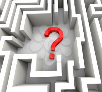 Question Mark In Maze Shows Thinking And Puzzled