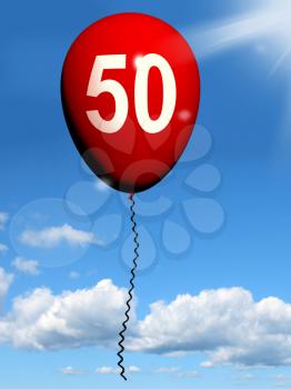50 Balloon Showing Fiftieth Happy Birthday Celebration