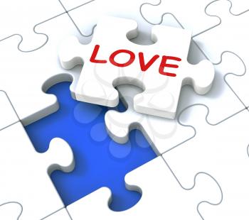 Love Puzzle Shows Loving Couples And Romance