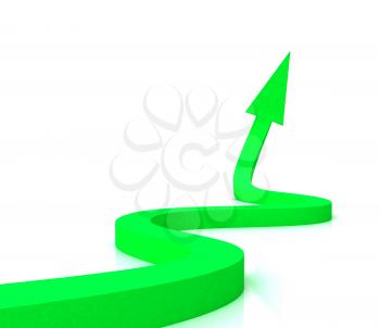 Green Wavy Arrow Showing Success, Growth and Achievement