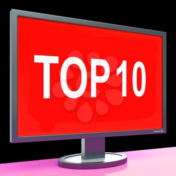 Top Ten Screen Showing Best Ranking Or Rating