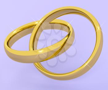Gold Rings Represents Love Valentine And Romance
