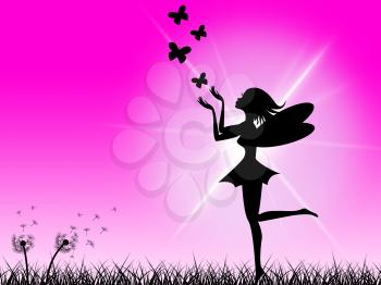 Fairy Butterflies Representing Creature Butterfly And Girl