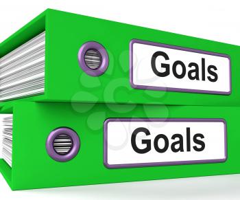 Goals Folders Showing Direction Aspirations And Targets