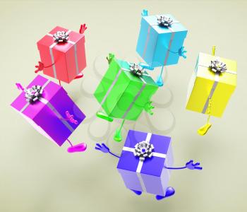 Giftboxes Celebration Representing Cheerful Present And Giving