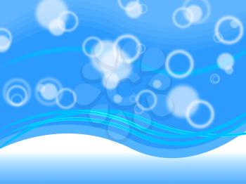 Blue Bubbles Background Showing Round And Wavy
