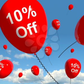 Balloon With 10% Off Shows Sale Discount Of Ten Percent